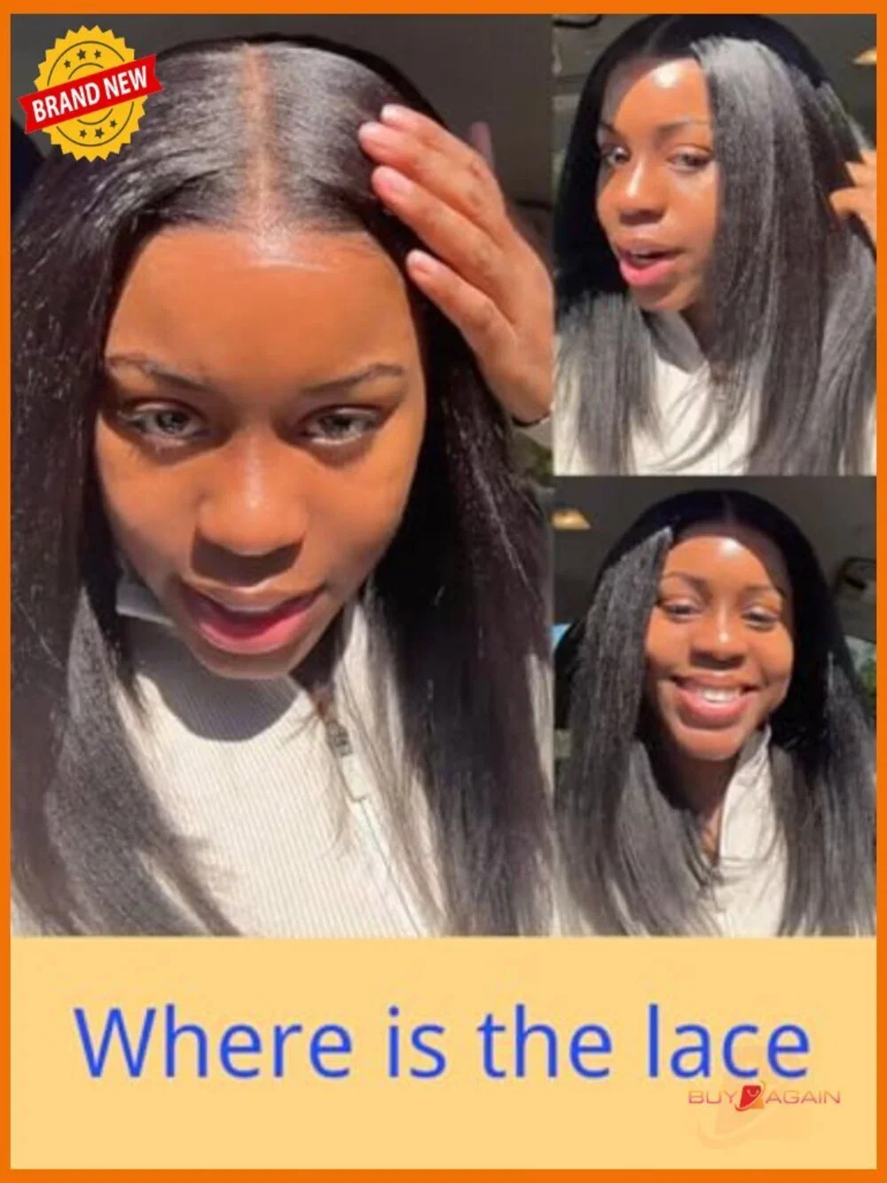 Human Hair Yaki Straight Bob Lace Front Wig Glueless Pre Cut